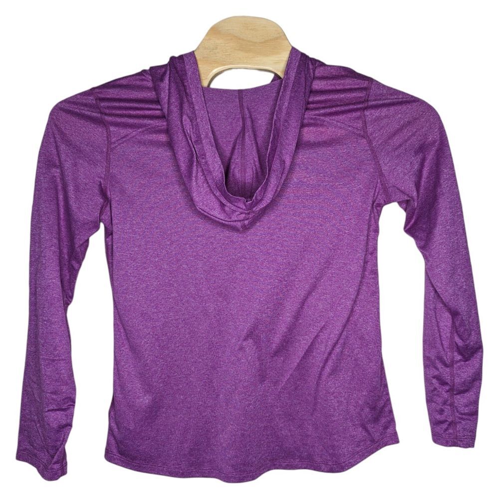 Marmot Womens Laura Hooded Button Shirt Large Purple Henley‎ Pullover Roll Tab - Picture 2 of 13